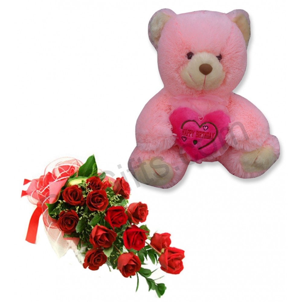 bear with roses